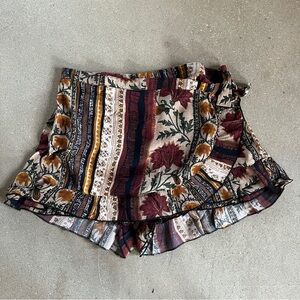Nasty Gal Boho Floral Stripe Ruffle Skort